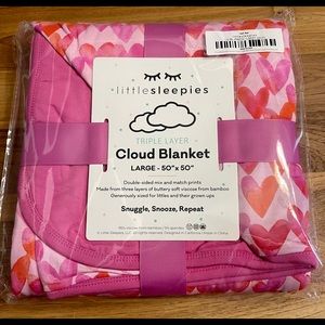 Little Sleepies Pink Watercolor Hearts Cloud Blanket